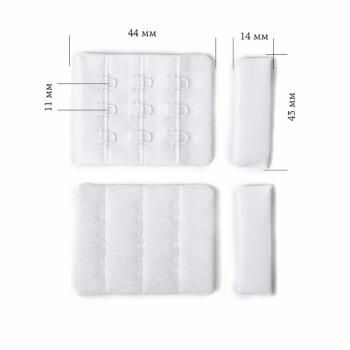 Застежка с крючками для бюстгальтера ARTA.F 3х3 44 мм 2588-001 белый