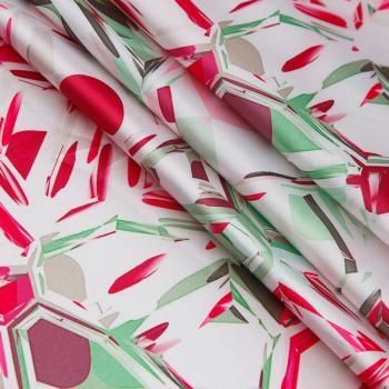 Шелк синтетический стрейч 065-17630 белый принтованный