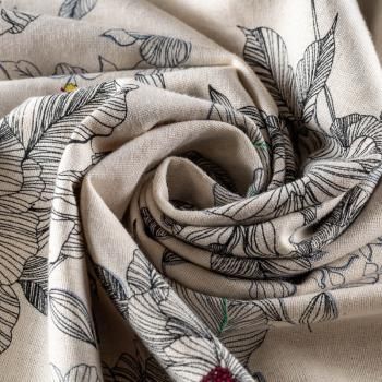 Лен натуральный К36-094 экрю принтованный