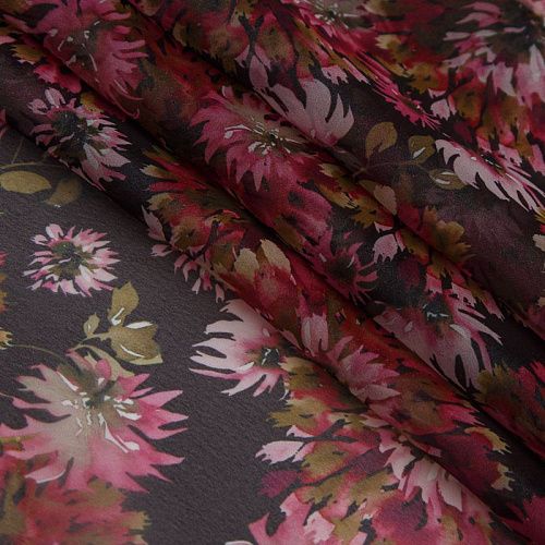 Шифон 068-17408 черный принтованный