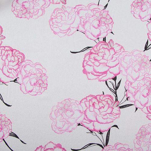 Креп-шифон шелковый 027-20200 молочный принтованный