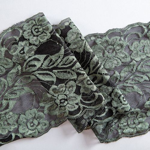 Кружево эластичное 170 мм Ф01-0083 темно-зеленый