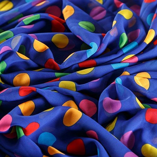 Шифон К33-059 синий принтованный