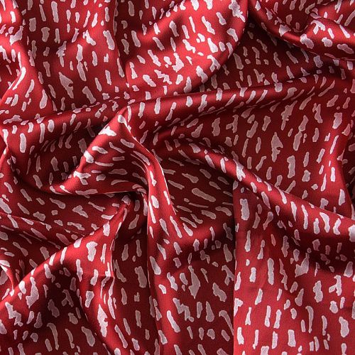 Креп-атлас 001-11929 вишневый принтованный