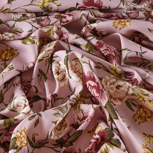 Штапель 069-12200 пудрово-розовый принтованный