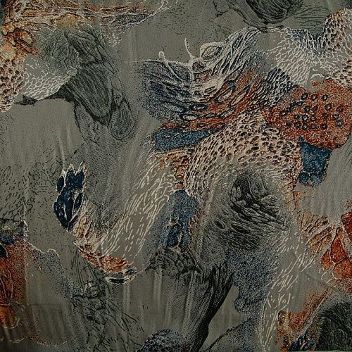 Штапель 069-17857 оливково-серый принтованный