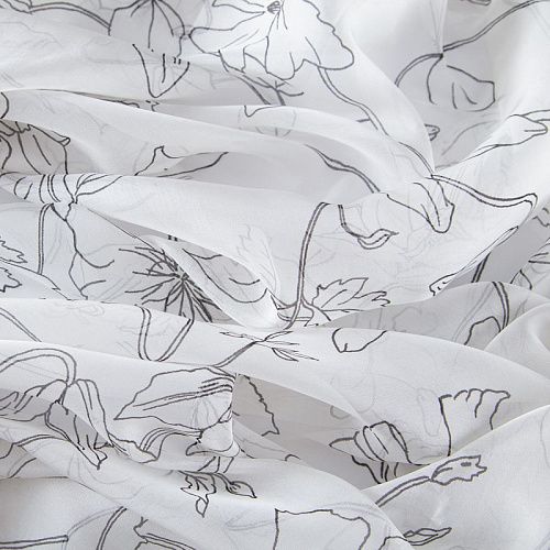 Шифон шелковый 068-20074 белый принтованный