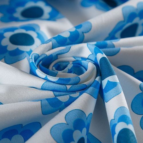 Сатин-коттон стрейч 063-16299 белый принтованный