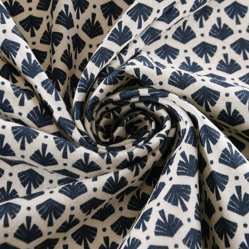 Коттон стрейч 063-12069 молочный принтованный