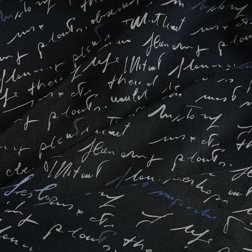 Крепдешин натуральный 028-11954 черный принтованный