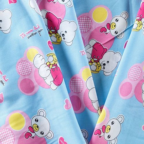 Штапель 069-08248 светло-голубой принтованный