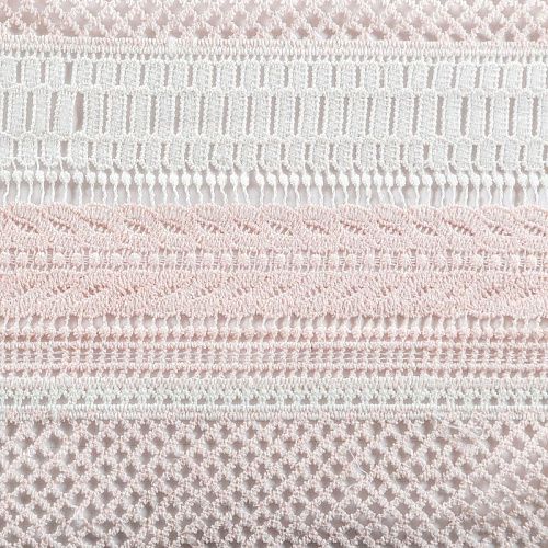 Гипюр-макраме К21-1076 бело-розовый