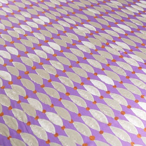 Крепдешин натуральный К01-377 лавандовый принтованный