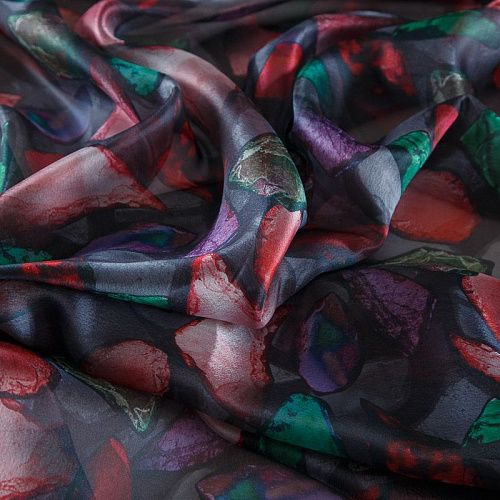 Шифон 068-17409 черный принтованный