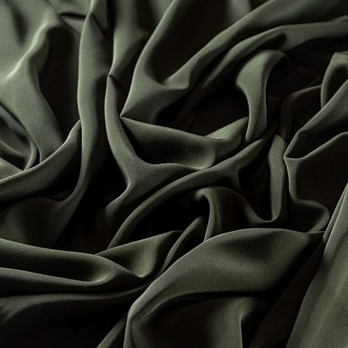 Крепдешин натуральный 028-09566 зеленый хаки однотонный