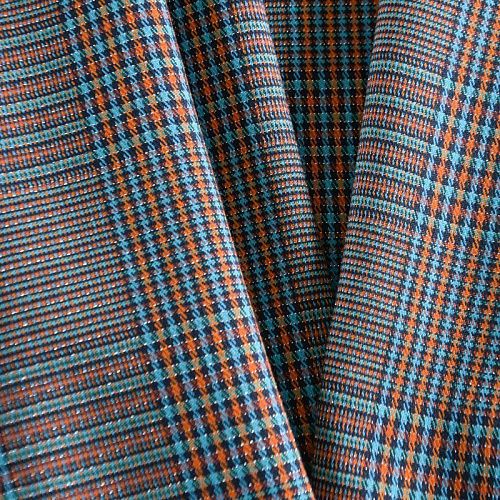 Ткань костюмная с люрексом 025-12235 лазурно-оранжевый