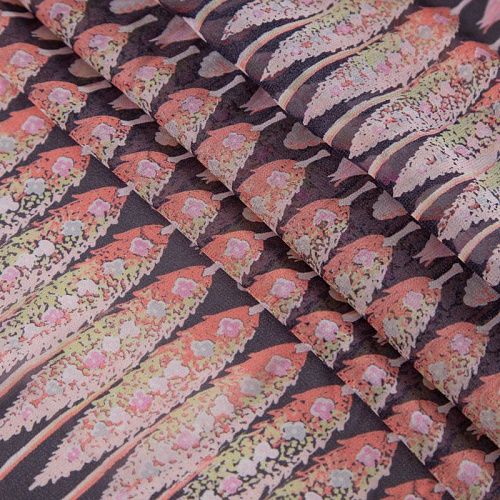 Шифон шелковый 027-20195 черный мультиколор