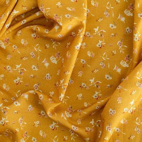 Твил-штапель К36-072 горчичный принтованный