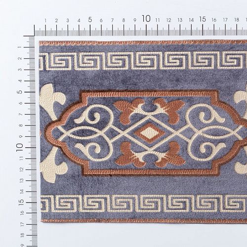 Бордюр велюровый 15,5 см 0000-357-104-024 пыльно-синий с меандром