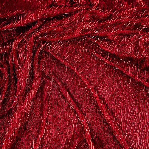 Сетка с пайетками и стеклярусом 050-19860 красный