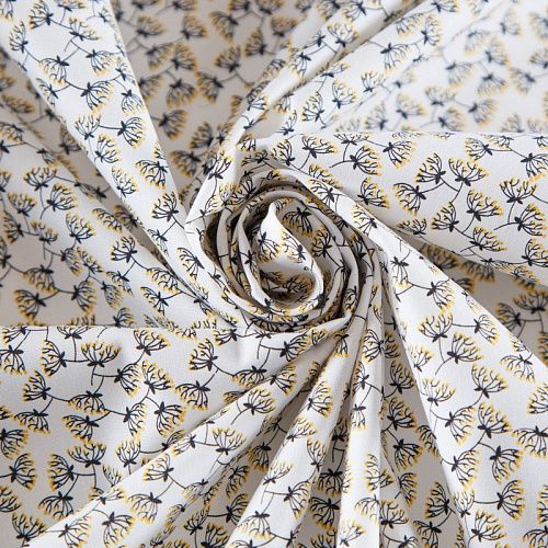 Хлопок плательно-рубашечный 049-12145 белый принтованный