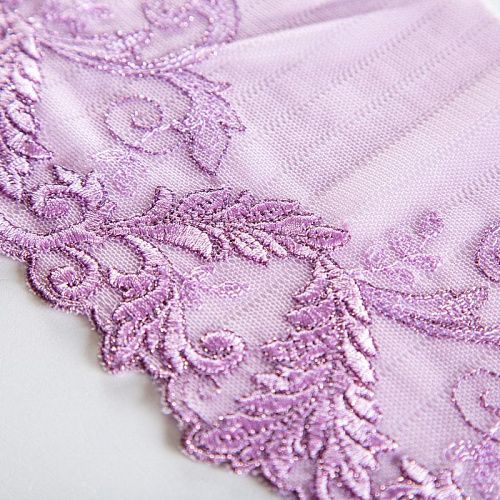 Кружево вышивка на сетке 120 мм Ф01-0007 сиреневый с люрексом