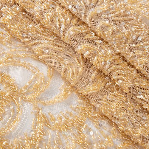 Шантильи с вышивкой и бисером 031-19785 золотистый