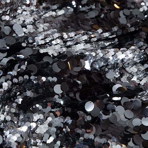 Пайетки конфетти на сетке 050-19858 черный/серебро