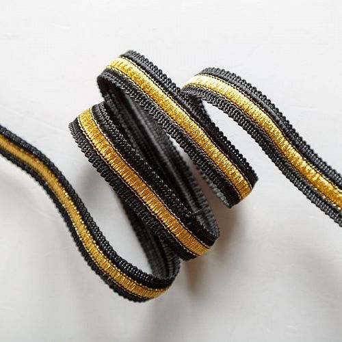 Тесьма декоративная 15 мм 7689-3 черный/золотой