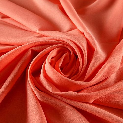 Крепдешин синтетический 029-02280 коралловый однотонный