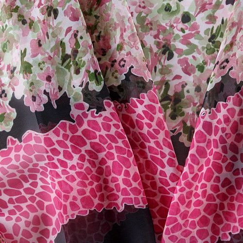 Шифон 068-08401 розовый принтованный