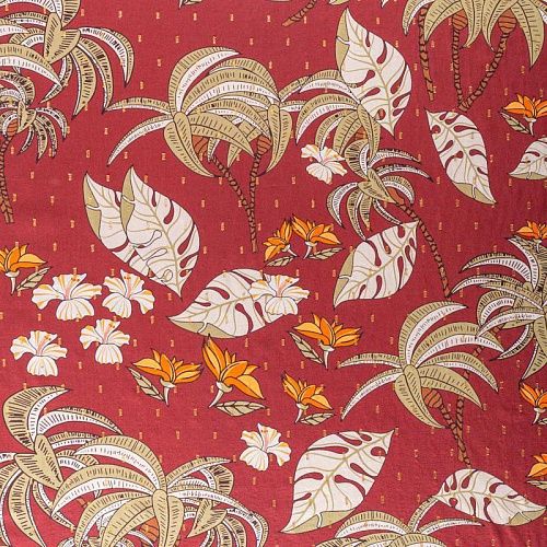 Штапель с люрексом 069-1010 терракотовый принтованный