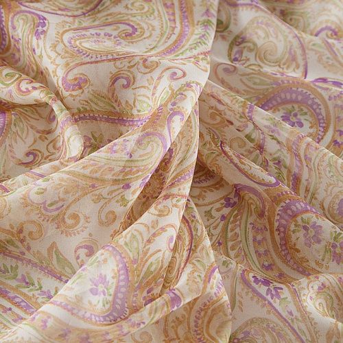 Шифон 068-17387 разбеленный желтый принтованный