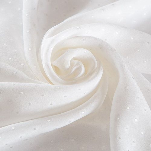 Шифон шелковый 068-16353 молочный жаккардовый