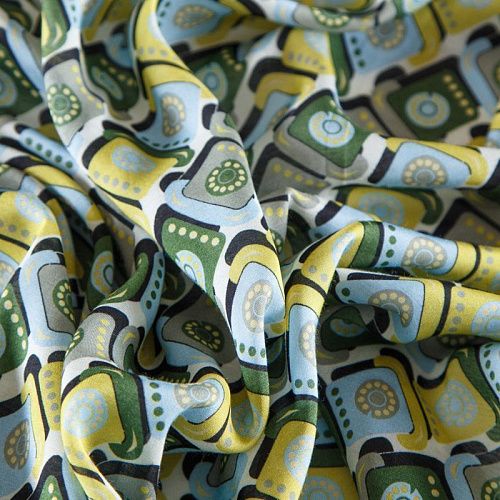 Вискоза 009-12355 светло-голубой принтованный