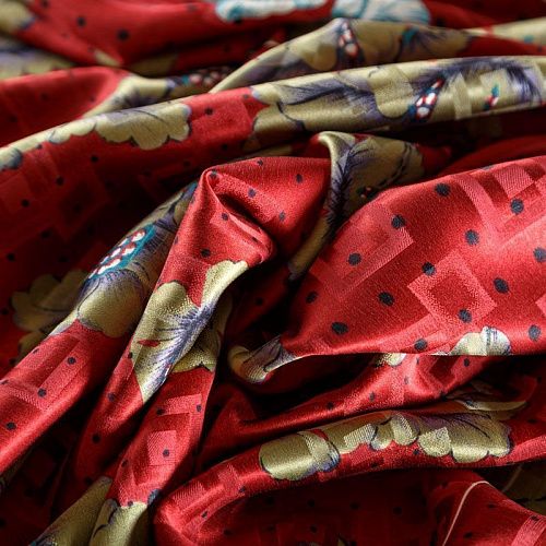 Шелк натуральный К15-114 вишневый жаккардовый