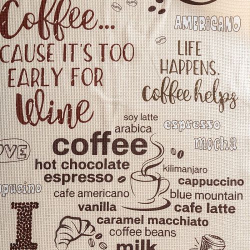 Полотно вафельное 007-03531 бежевый принтованный