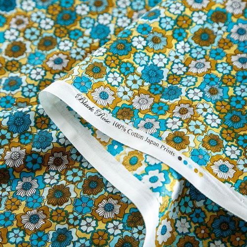 Хлопок 063-02032 желто-голубой принтованный