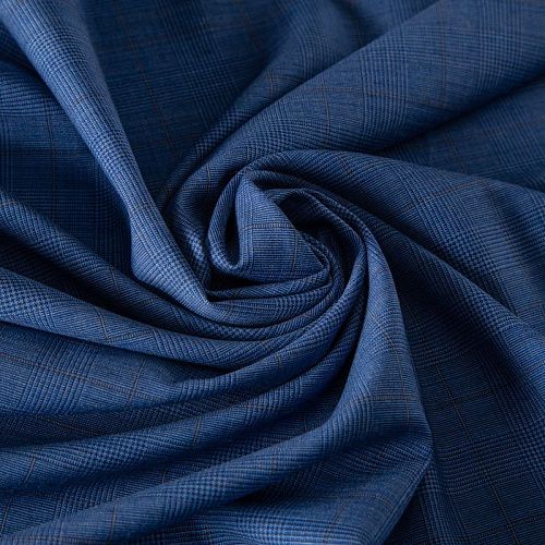 Шерсть костюмная 025-19940 сине-голубой клетка