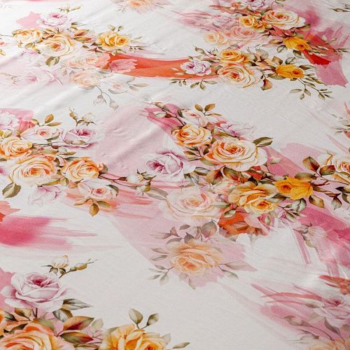 Шелк натуральный К22-007 белый принтованный