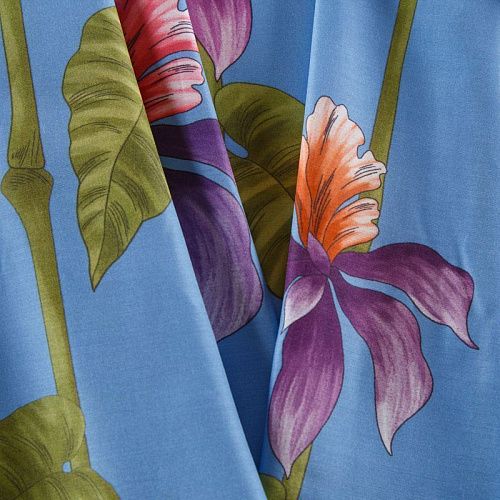 Шелк-батист 064-12377 пыльно-голубой принтованный