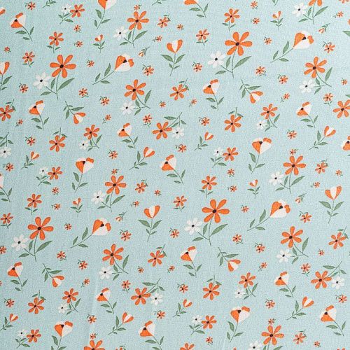 Креп-шифон 027-01274 бирюзовый принтованный