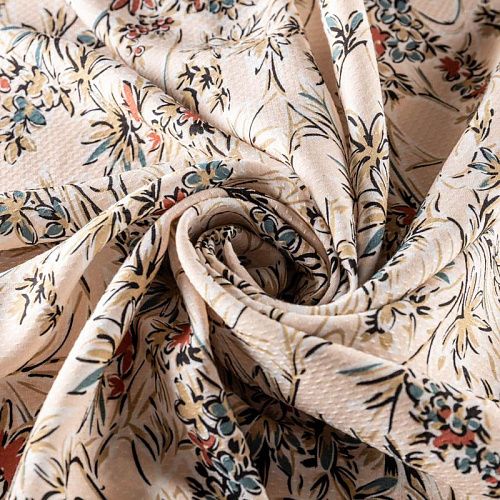 Креп К36-105 сливочный принтованный