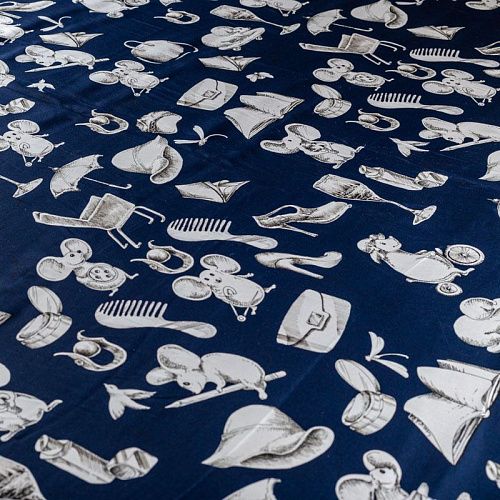 Шелк натуральный К15-302 темно-сапфировый принтованный