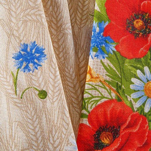 Рогожка 048-13893 бежевый принтованный