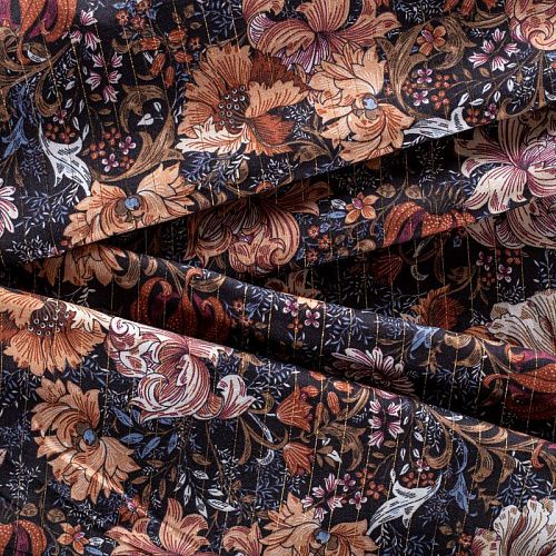 Вискоза с люрексом 009-00903 черный принтованный