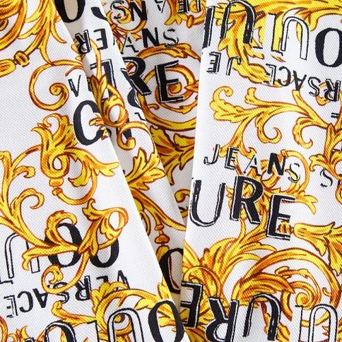 Трикотаж пике 056-12514 белый принтованный