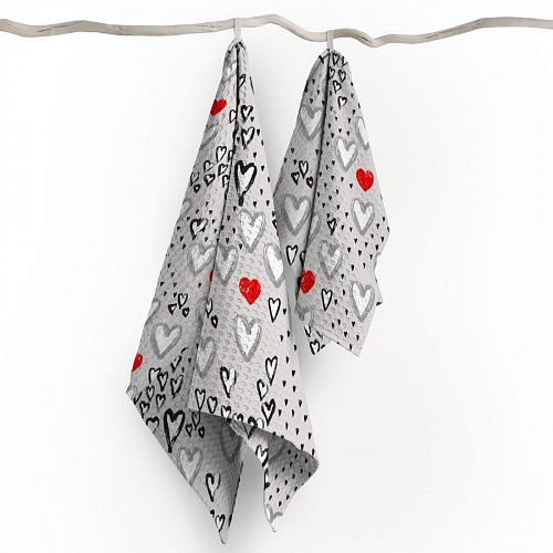 Полотно вафельное 007-13891 серый принтованный