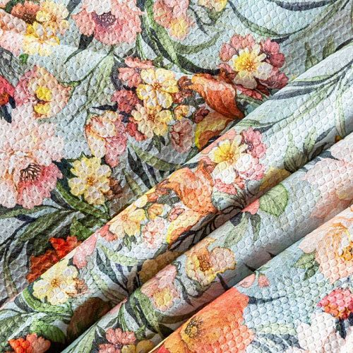 Жаккард 017-03554 голубой принтованный