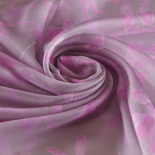 Шифон 068-17384 разбеленный лиловый принтованный